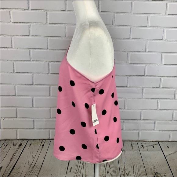 🔥BAR III🔥ONE SHOULDER POLKA DOT BOUSE PINK & BLACK TOP LARGE NWT - Picture 3 of 5